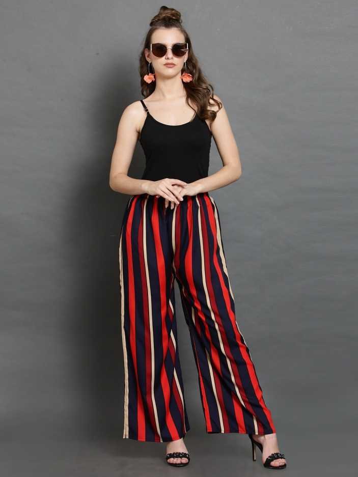 Stacked flame INSTA Regular Fit Women Multicolor Crepe Trousers