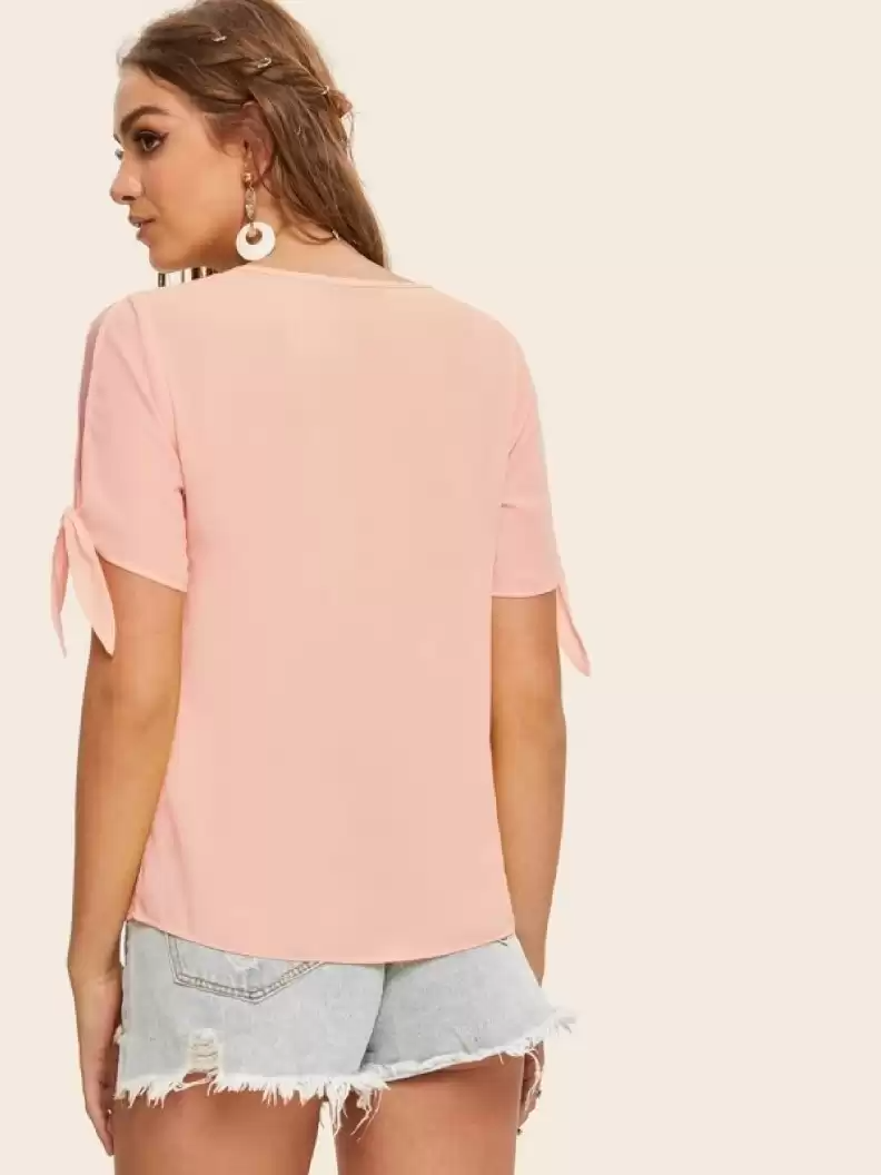 TANDUL Casual Regular Sleeves Solid Women Pink Top