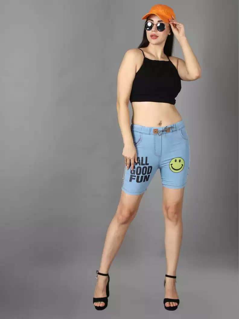 TANDUL Graphic Print Women Blue Basic Shorts