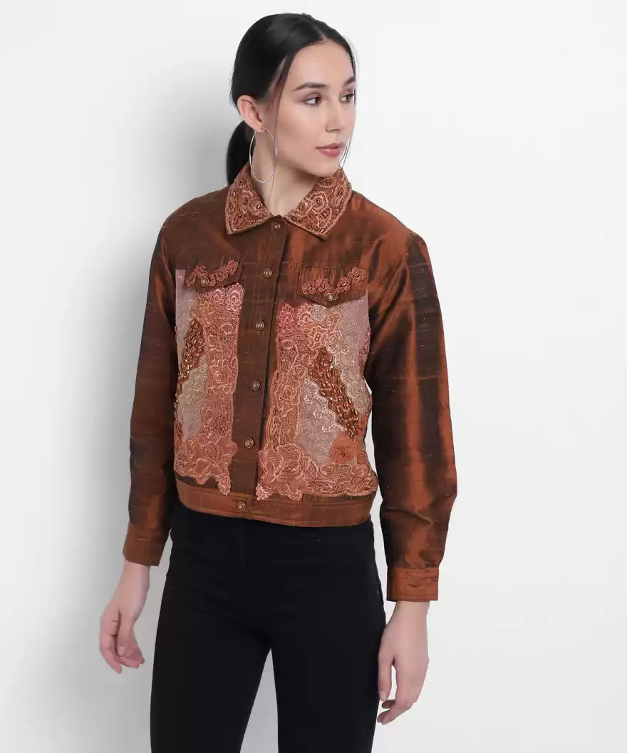 TANDUL Full Sleeve Embroidered Women Jacket