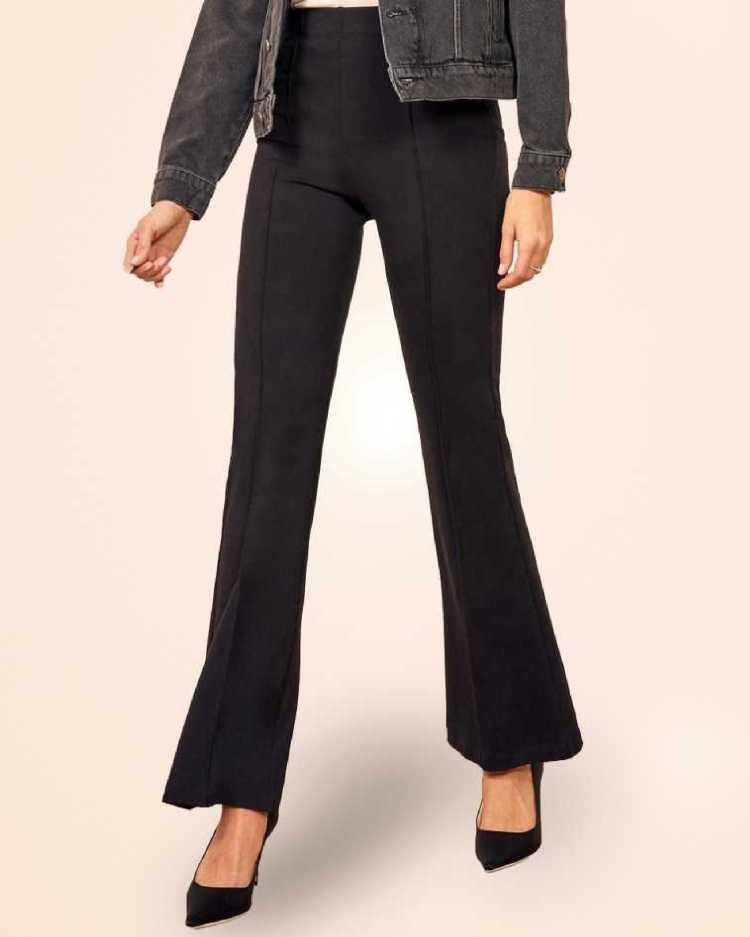 Regular Fit Women Black Lycra Blend Trousers