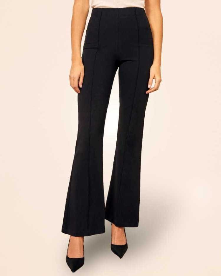 Regular Fit Women Black Lycra Blend Trousers