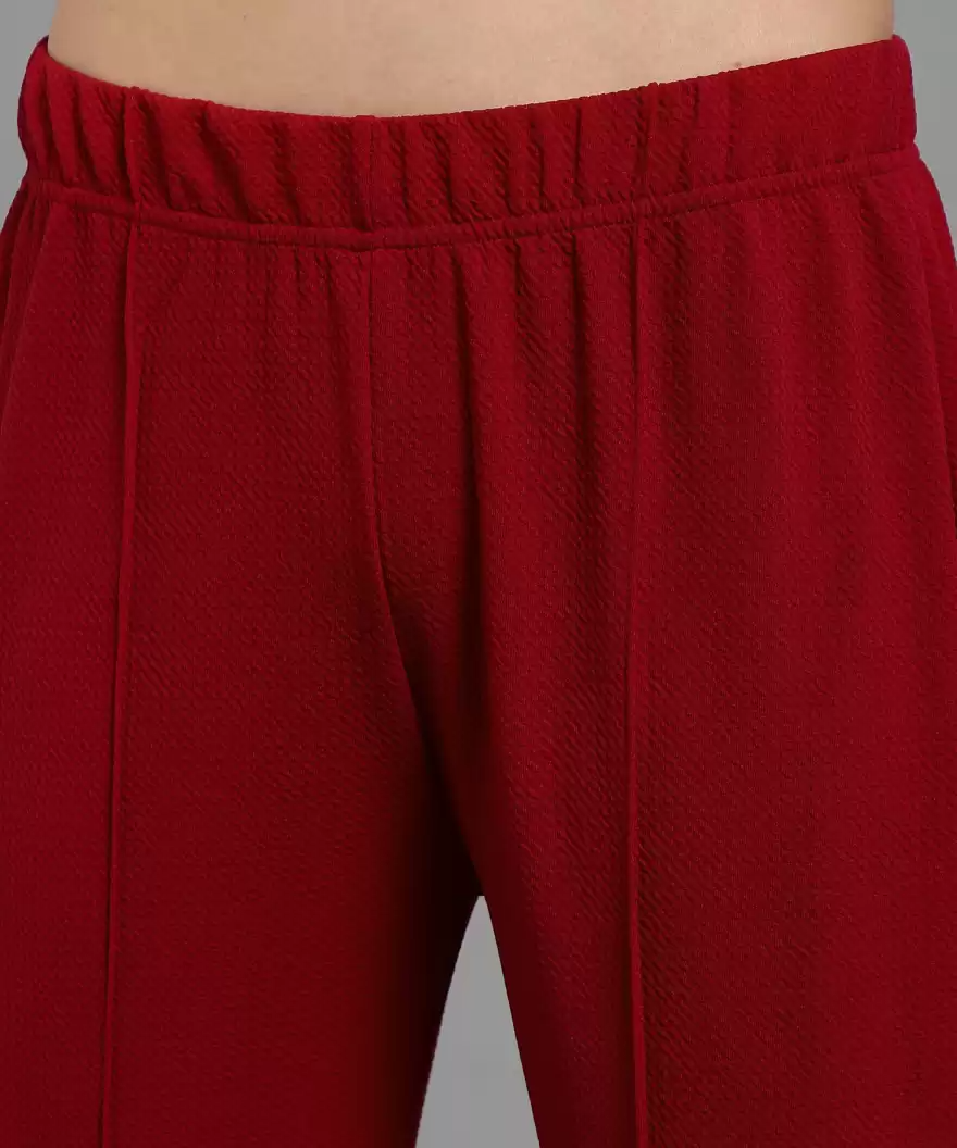 Stacked Flame Regular Fit Women Maroon Lycra Blend Trousers