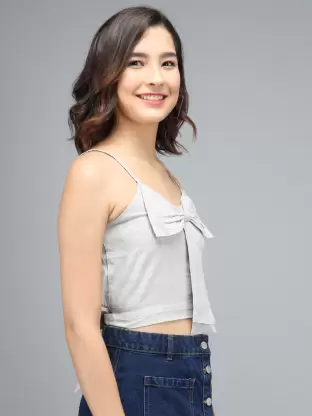 Casual Solid Women Grey Top
