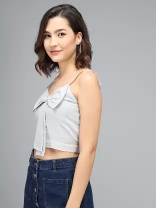 Casual Solid Women Grey Top