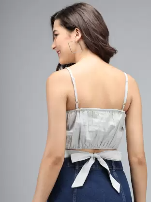 Casual Solid Women Grey Top