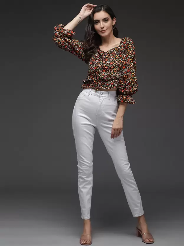 TANDUL Casual Regular Sleeves Printed Women Multicolor Top