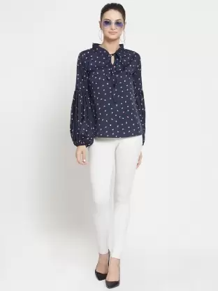 TANDUL Casual Bishop Sleeve Printed Women Blue Top