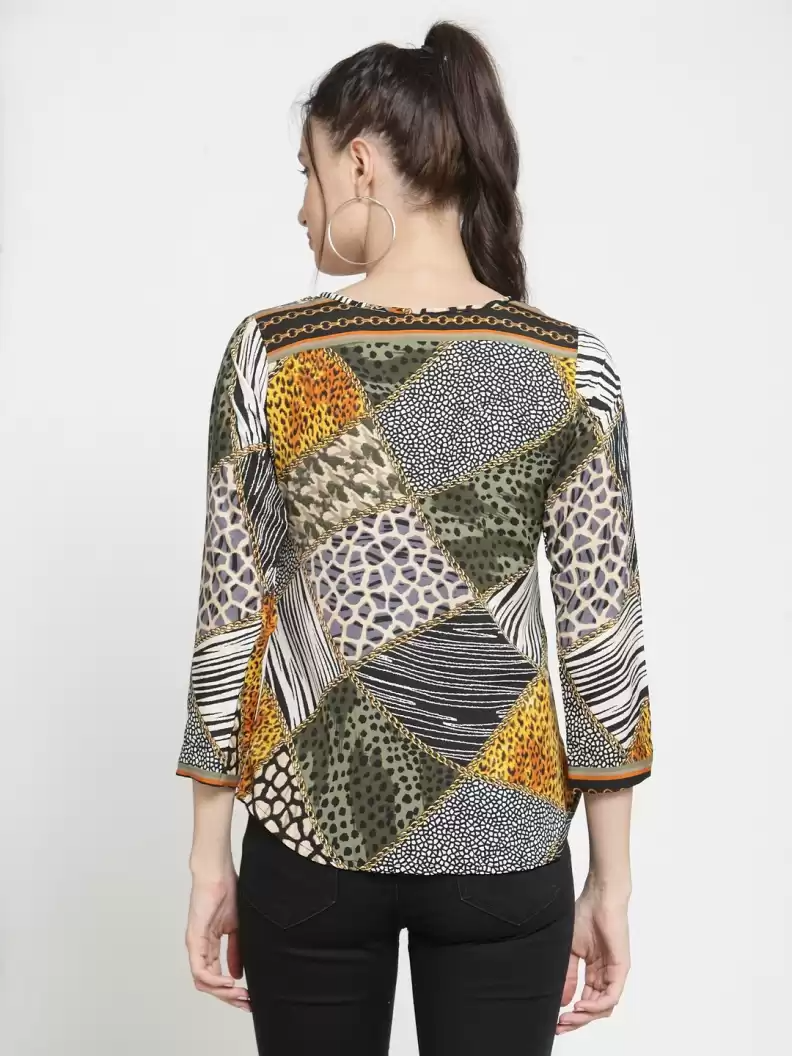 TANDUL Casual Regular Sleeves Printed Women Multicolor Top