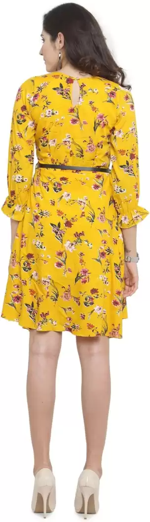 TANDUL Women Fit and Flare Yellow Dress
