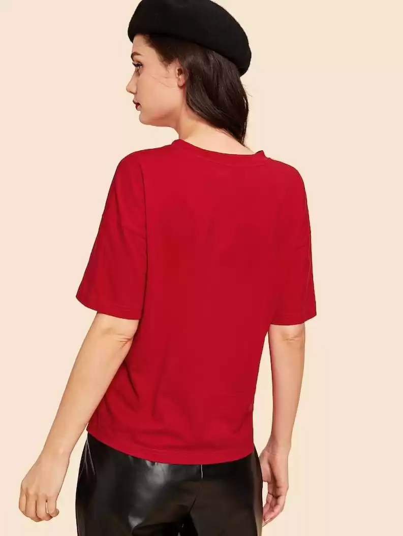 TANDUL Printed Women Round Neck Red T-Shirt