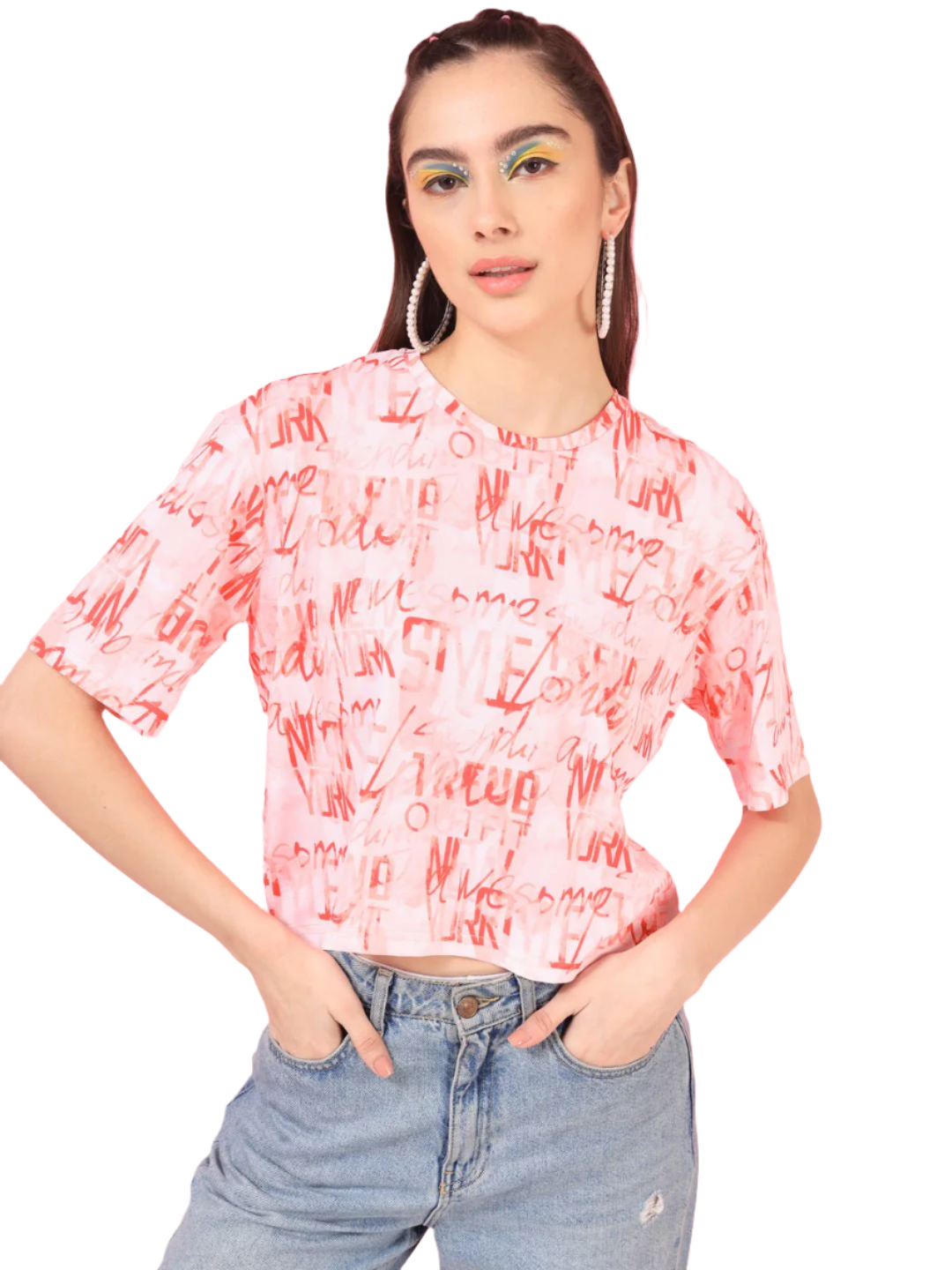 TANDUL Printed Women Round Neck Multicolor T-Shirt