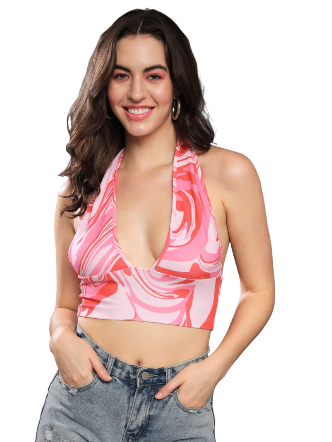 Stacked Flame Casual Sleeveless Printed Women Multicolor Top