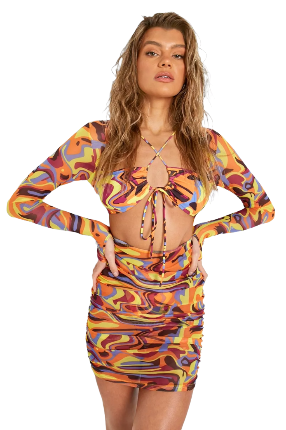Stacked Flame Women Co-ords Multicolor Dress
