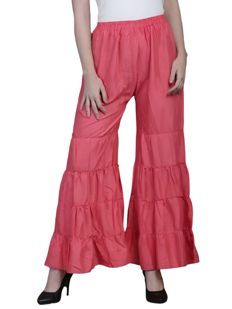 Stacked Flame Regular Fit Women Pink Rayon Trousers
