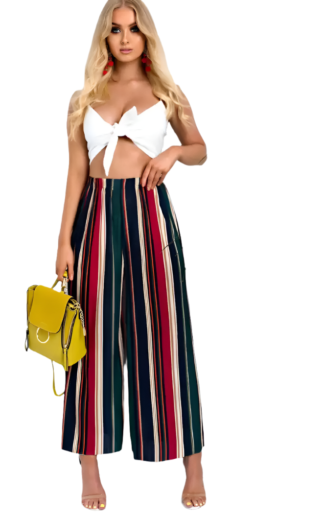 Stacked Flame Regular Fit Women Multicolor Crepe Trousers