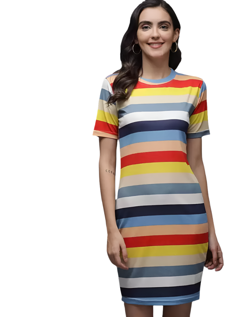 Stacked Flame Women Bodycon Multicolor Dress