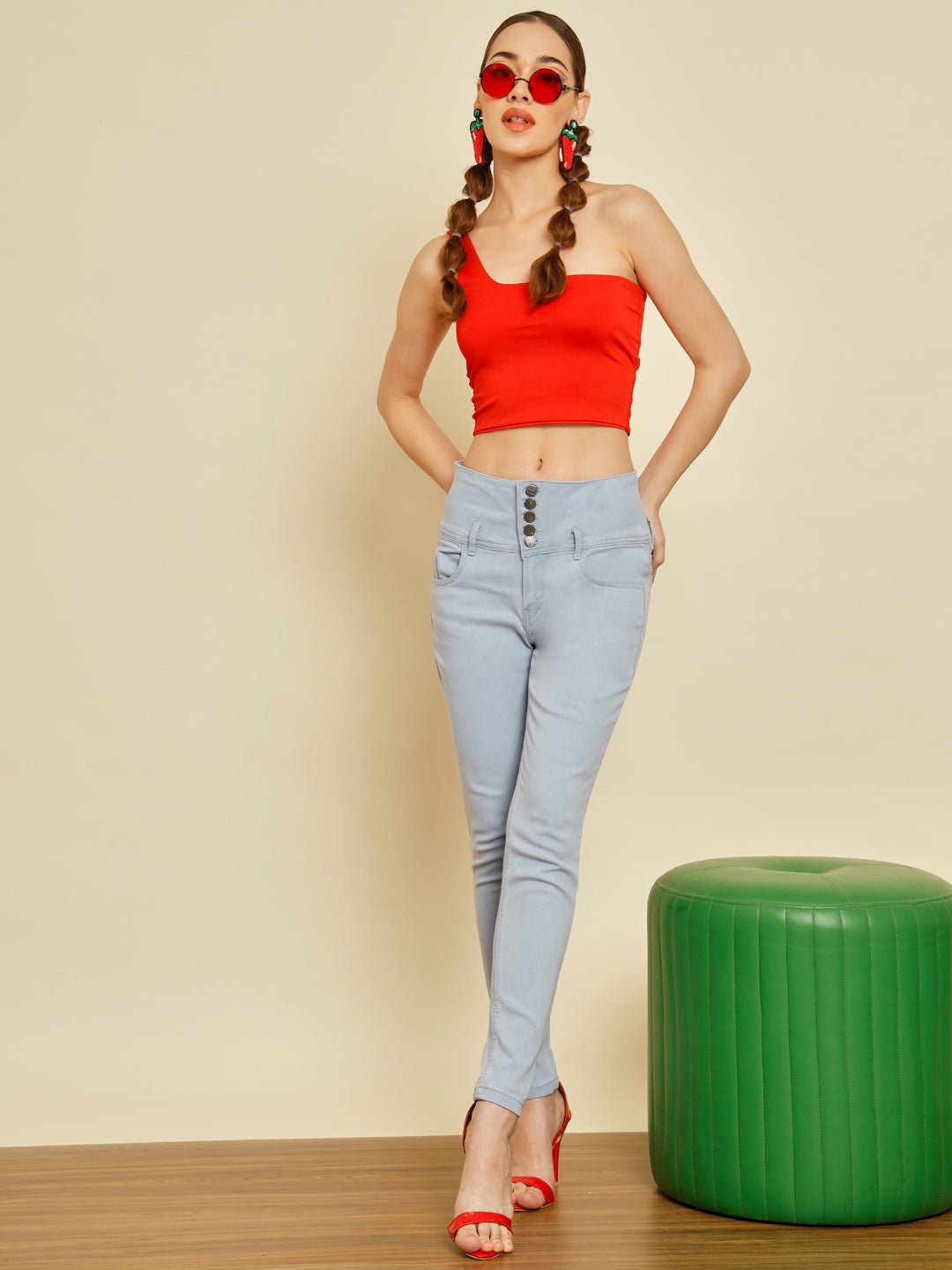 Stacked Flame Women Regular Mid Rise Light Blue Jeans