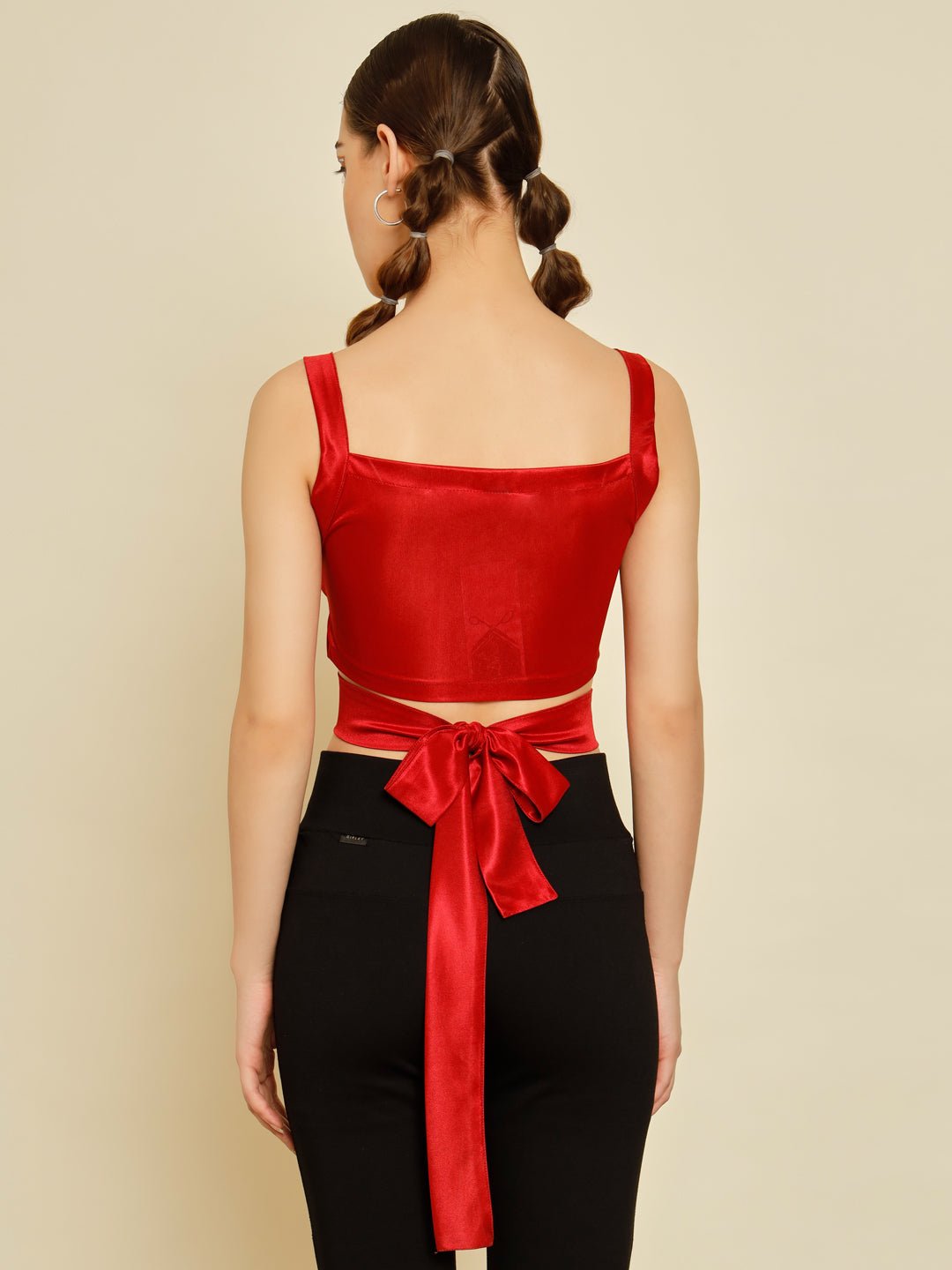 Stacked Flame Casual Sleeveless Solid Women Maroon Top