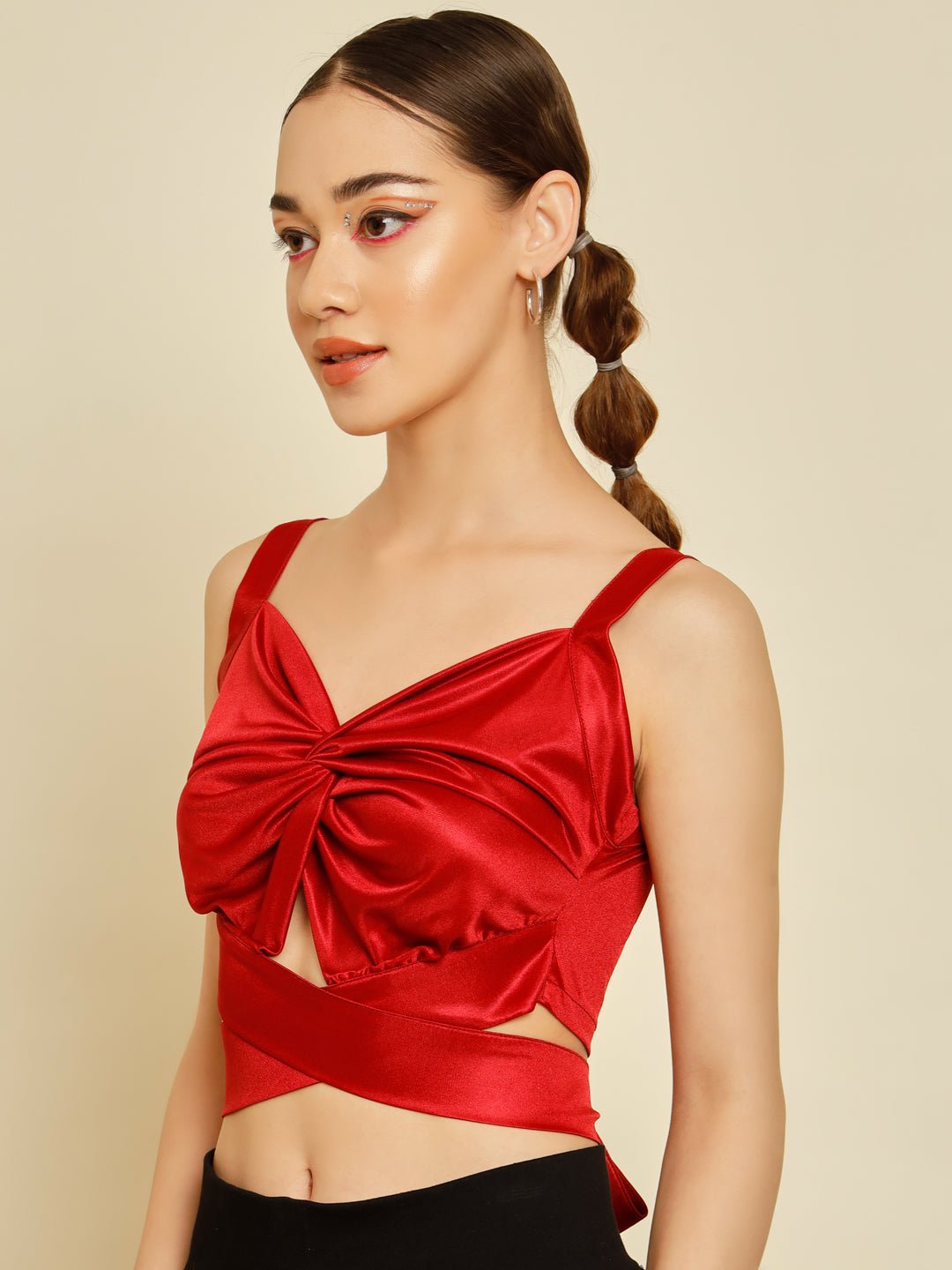 Stacked Flame Casual Sleeveless Solid Women Maroon Top