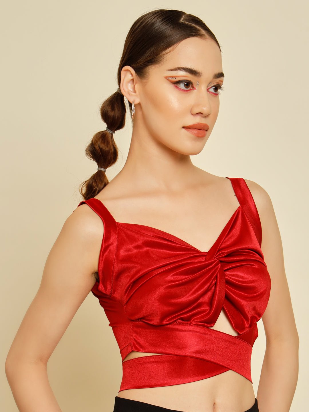 Stacked Flame Casual Sleeveless Solid Women Maroon Top