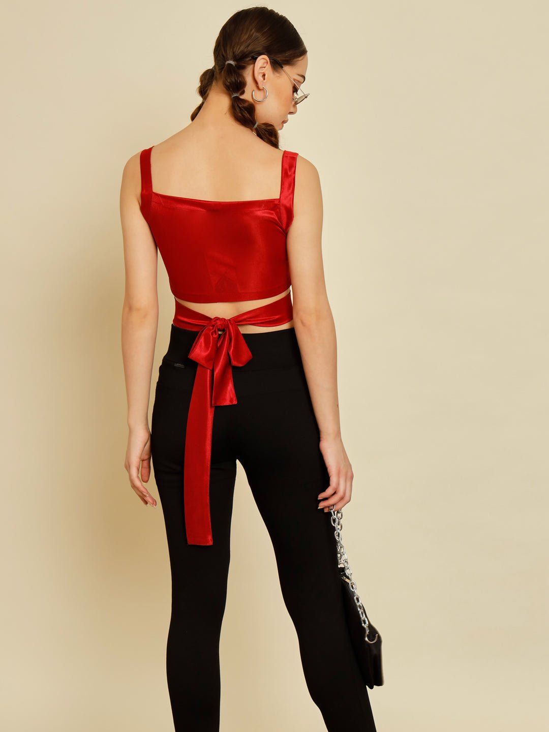 Stacked Flame Casual Sleeveless Solid Women Maroon Top