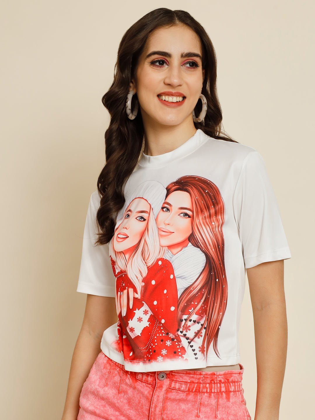 Stacked Flame Casual Printed Women Multicolor Top