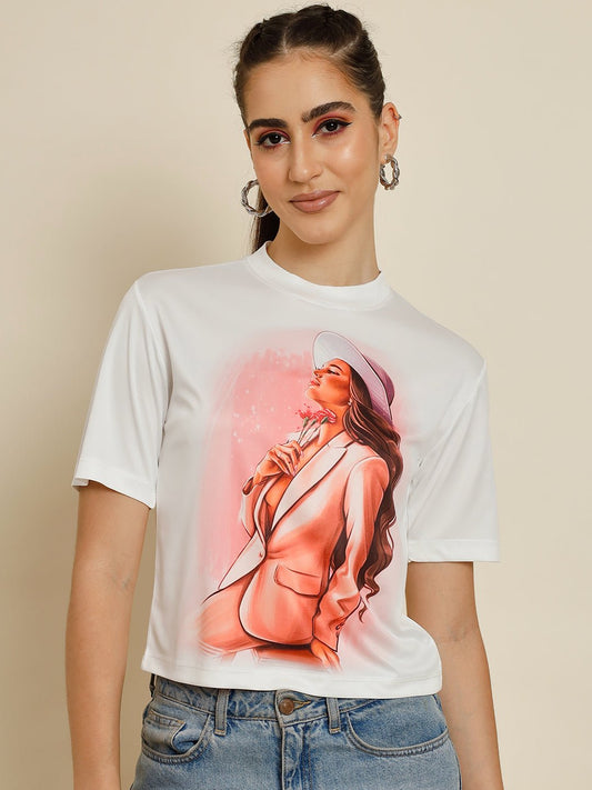 Stacked Flame Casual Printed Women Multicolor Top
