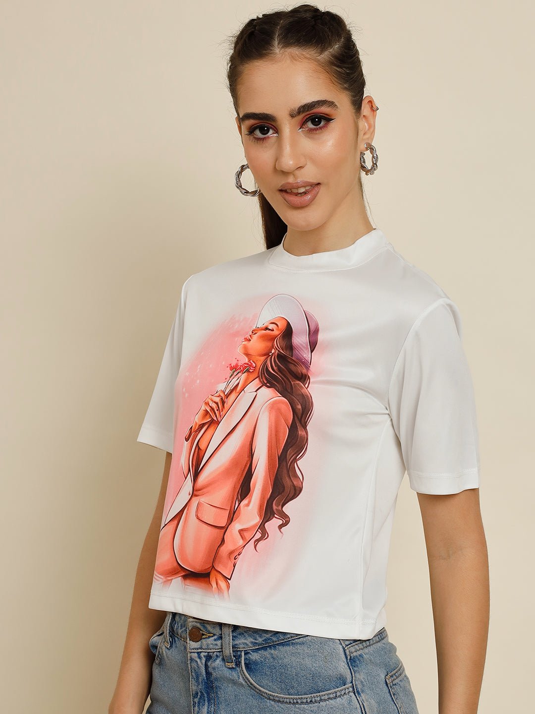 Stacked Flame Casual Printed Women Multicolor Top