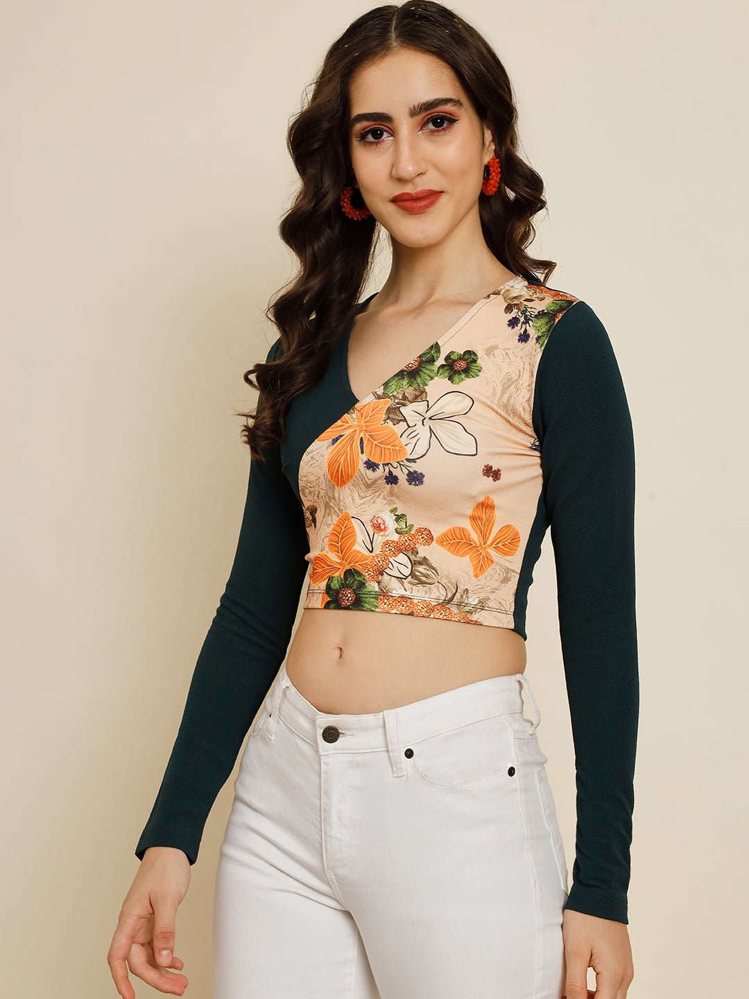 Stacked Flame Casual Printed Women Multicolor Top