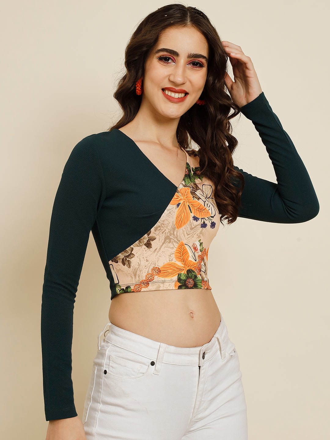 Stacked Flame Casual Printed Women Multicolor Top
