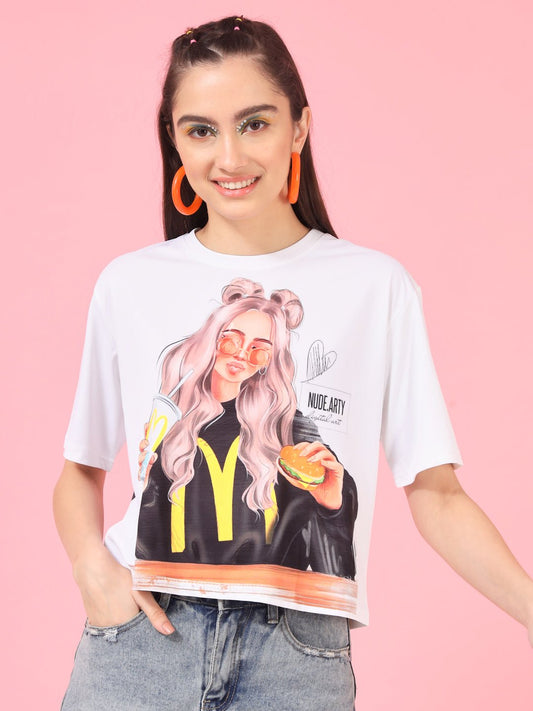 Stacked Flame Casual Regular Sleeves Printed Women Multicolor Top