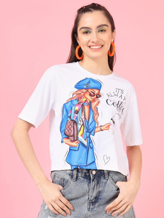 Stacked Flame Casual Regular Sleeves Printed Women Multicolor Top