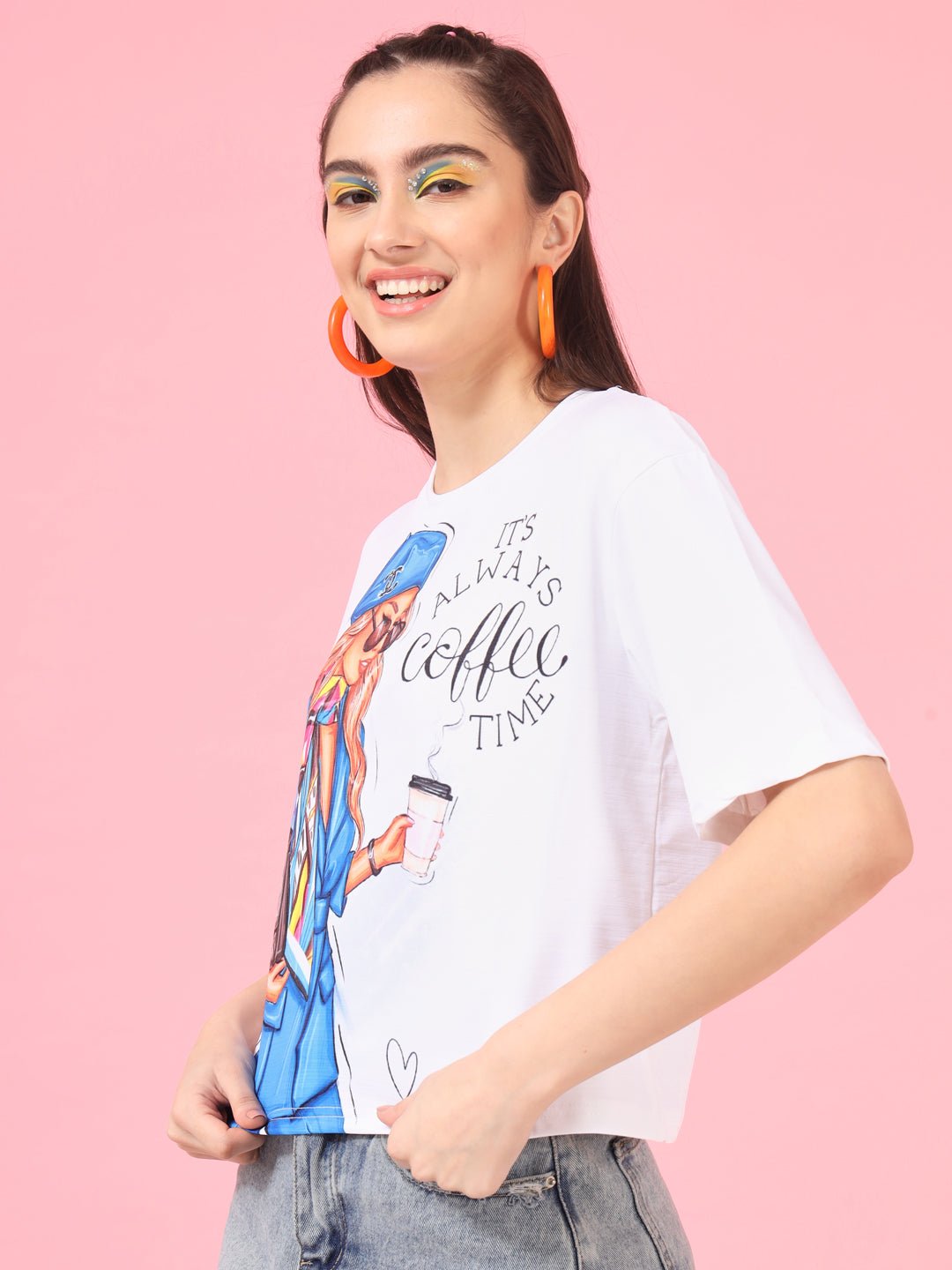 Stacked Flame Casual Regular Sleeves Printed Women Multicolor Top