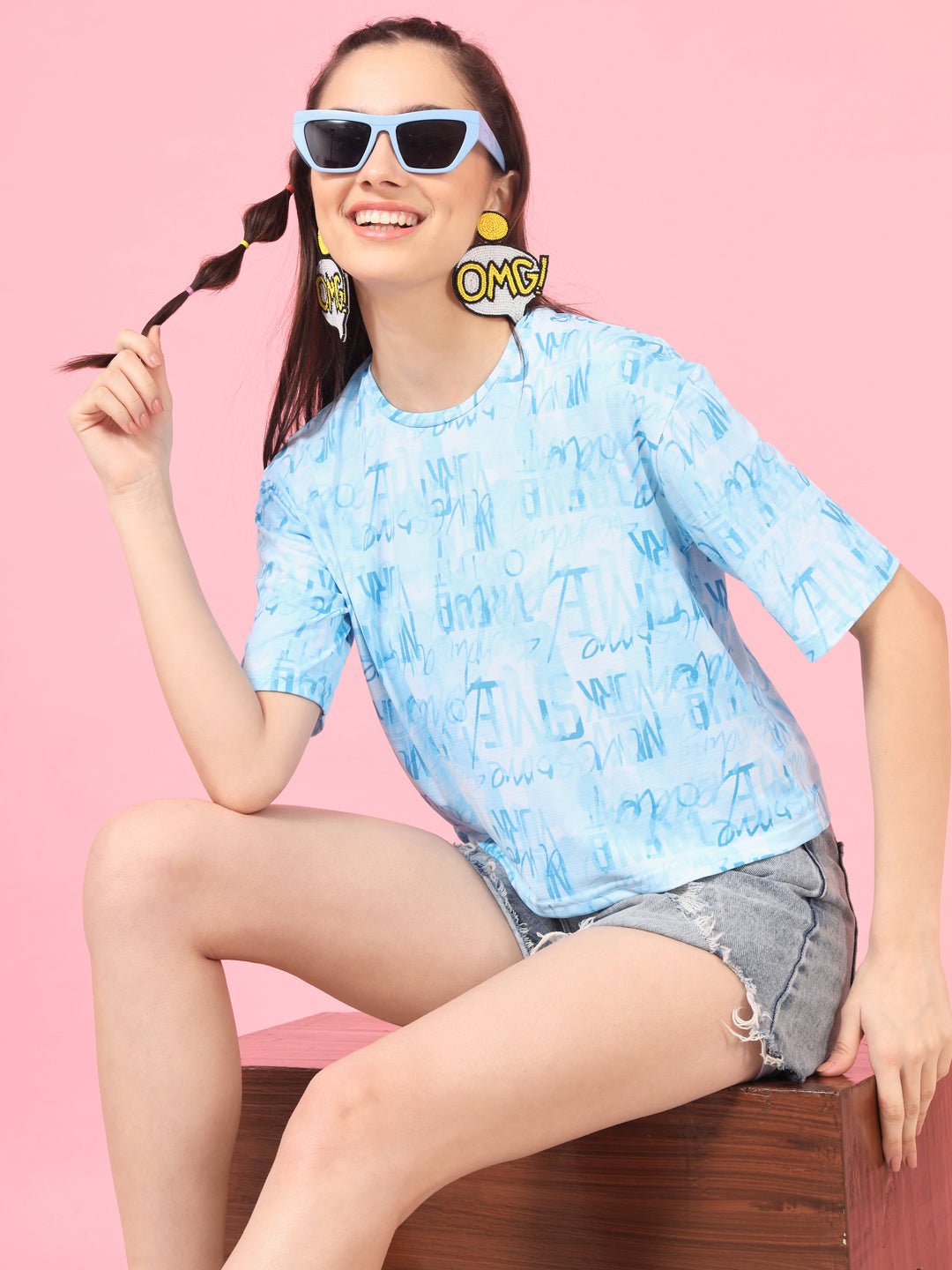 STacked Flame Casual Regular Sleeves Printed Women Multicolor Top