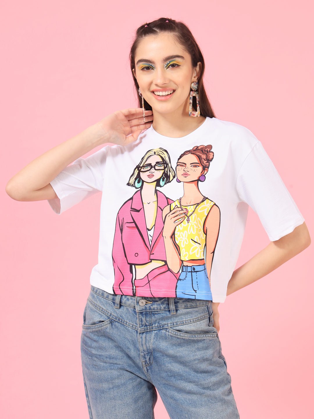 TANDUL Printed Women Round Neck Multicolor T-Shirt