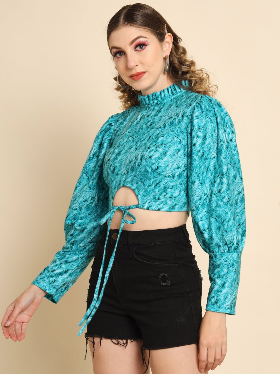 Stacked Flame Casual Regular Sleeves Printed Women Multicolor Top