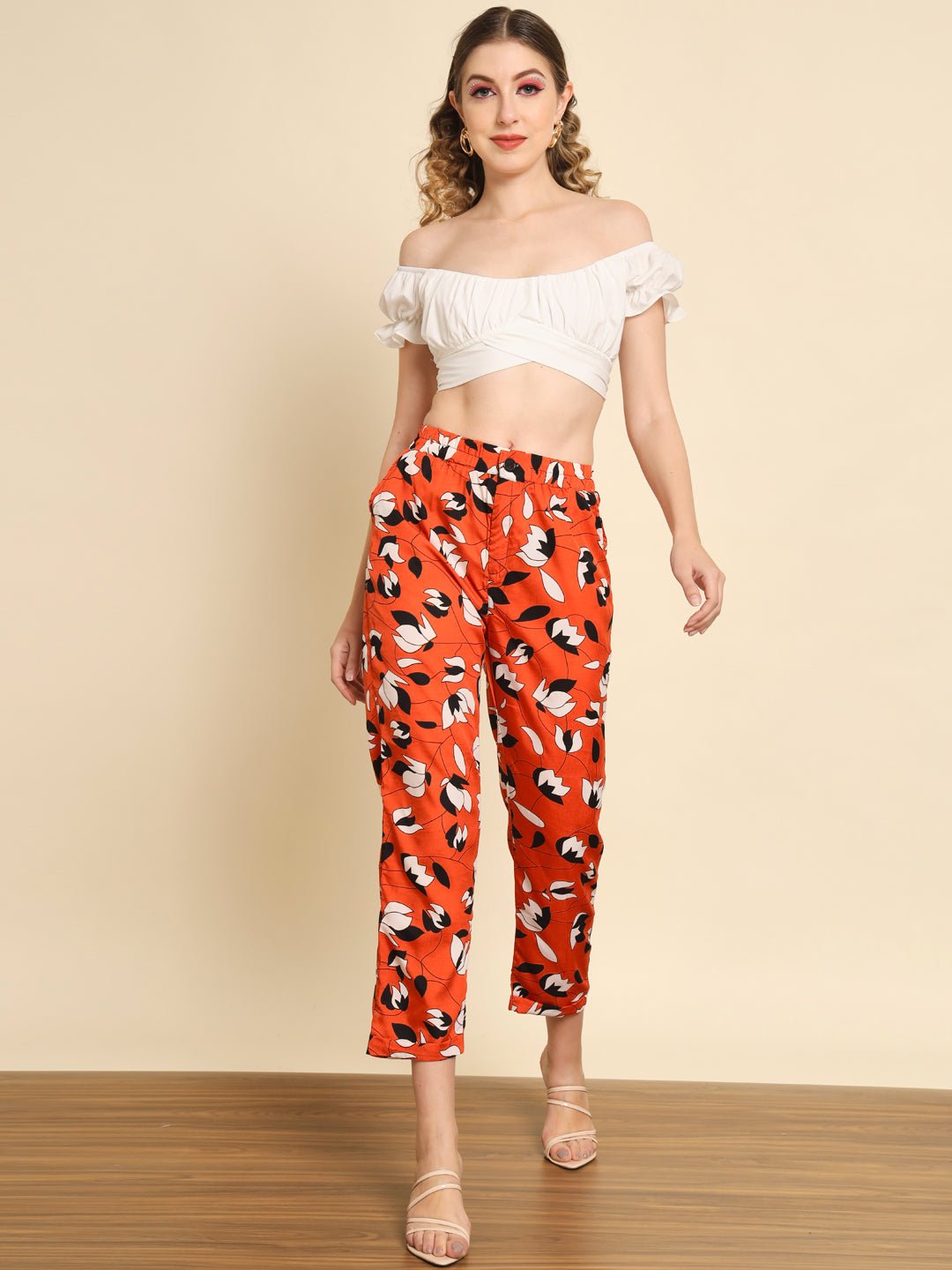 Stacked Flame Women Regular Fit Multicolor Crepe Trousers