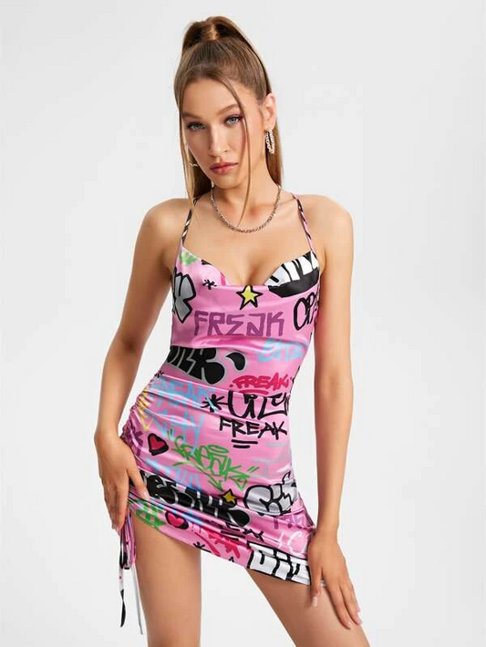 Stacked Flame Women Bodycon Multicolor Dress