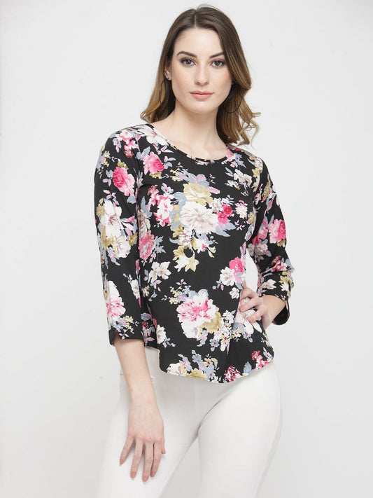 ZARVEY Casual Regular Sleeve Printed Women Multicolor Top