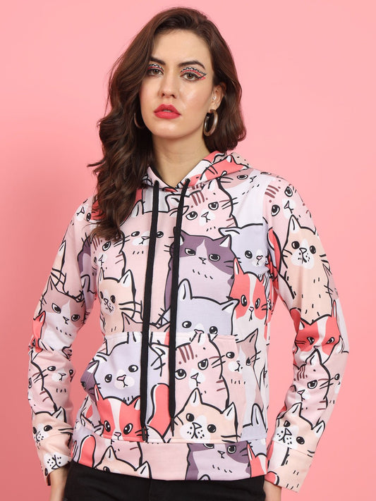 TANDUL  Women Full Sleeve Printed Hooded Sweatshirt