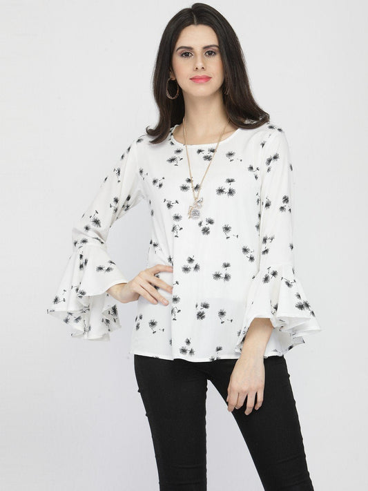 ZARVEY Casual Bell Sleeve Printed Women Multicolor Top
