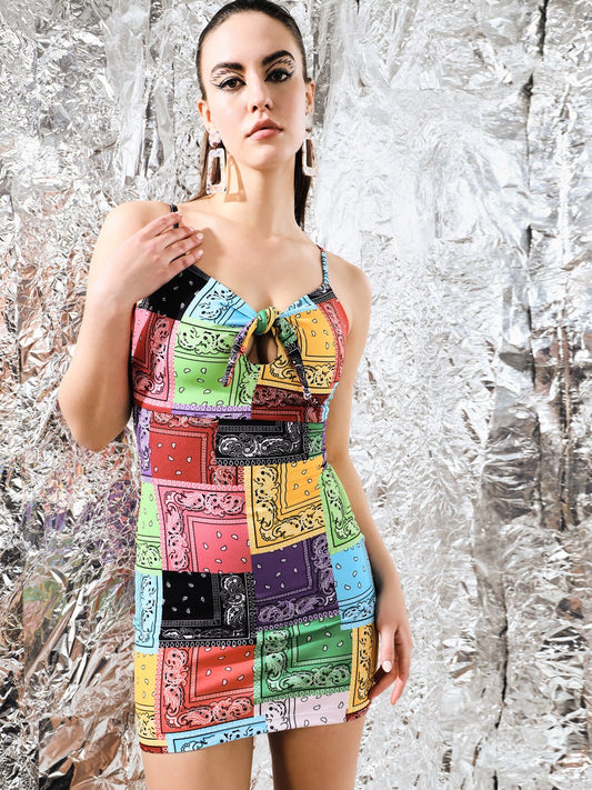 Stacked Flame Women Bodycon Multicolor Dress