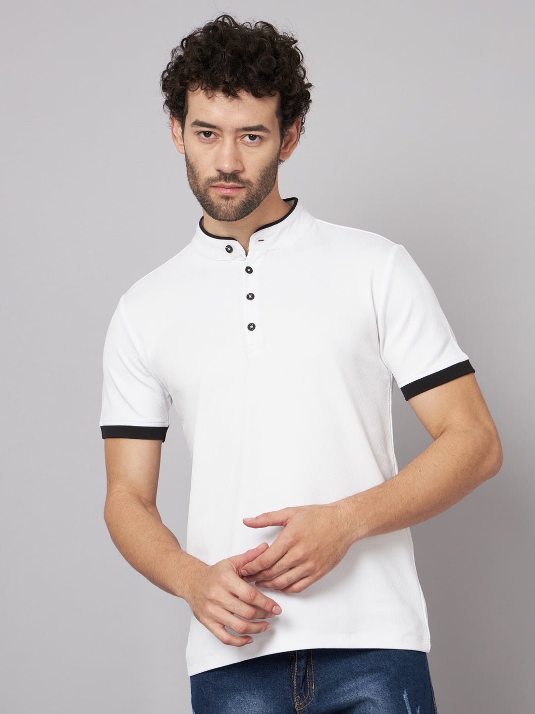 Men Printed Stylised Neck Elastane Multicolor T-Shirt