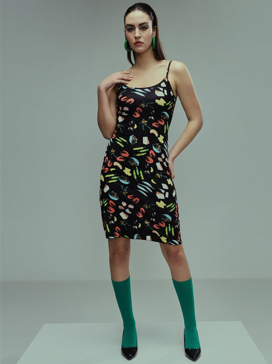 Stacked Flame Women Bodycon Multicolor Dress