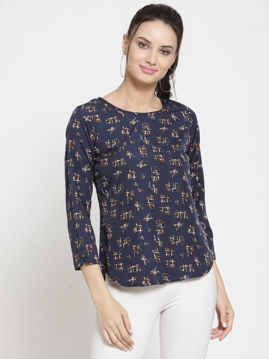 ZARVEY Casual Regular Sleeve Printed Women Multicolor Top