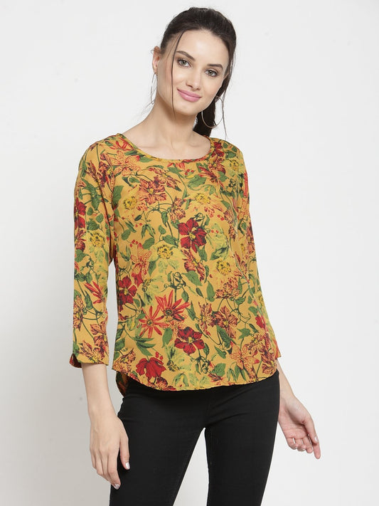 ZARVEY Casual Regular Sleeve Printed Women Multicolor Top