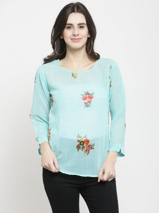 ZARVEY Casual Regular Sleeve Floral Print Women Multicolor Top