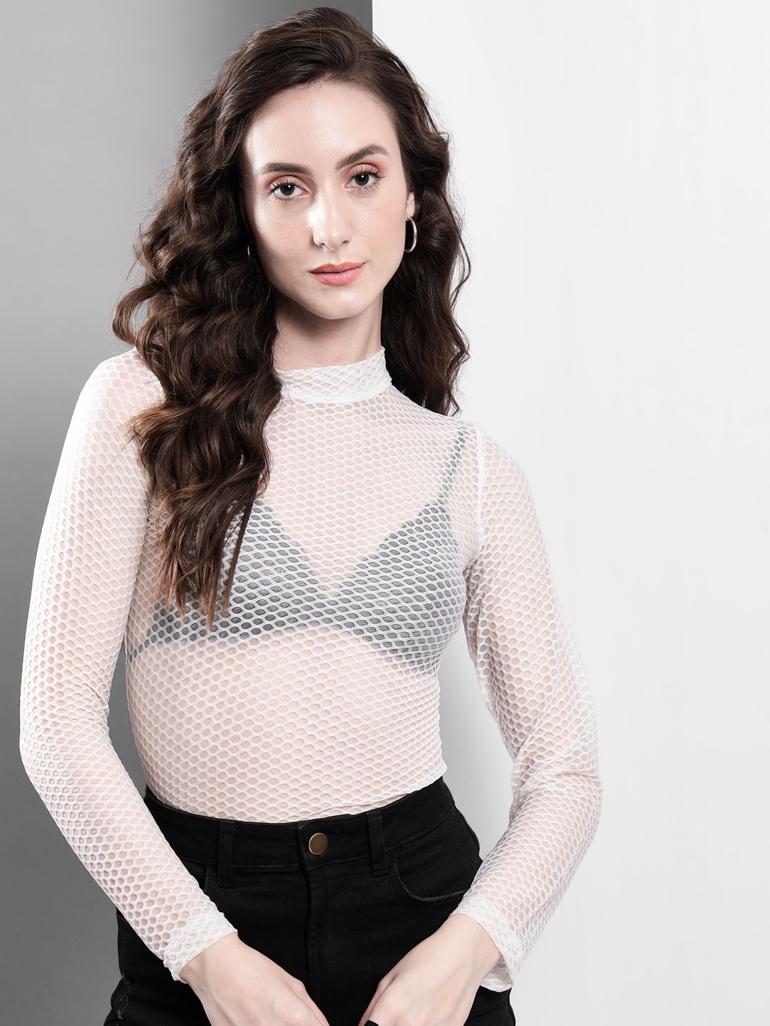 Stacked Flame Casual Regular Sleeves Self Design Women White Top