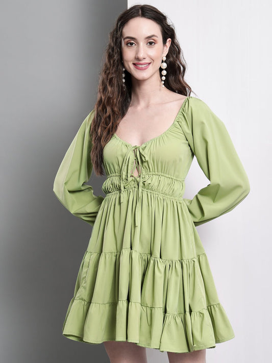 TANDUL  Women Fit and Flare Green Dress